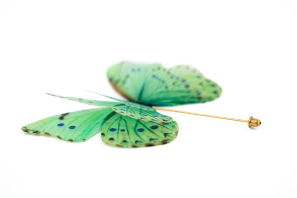 butterfly brooch pin sik handmade Oana Savu