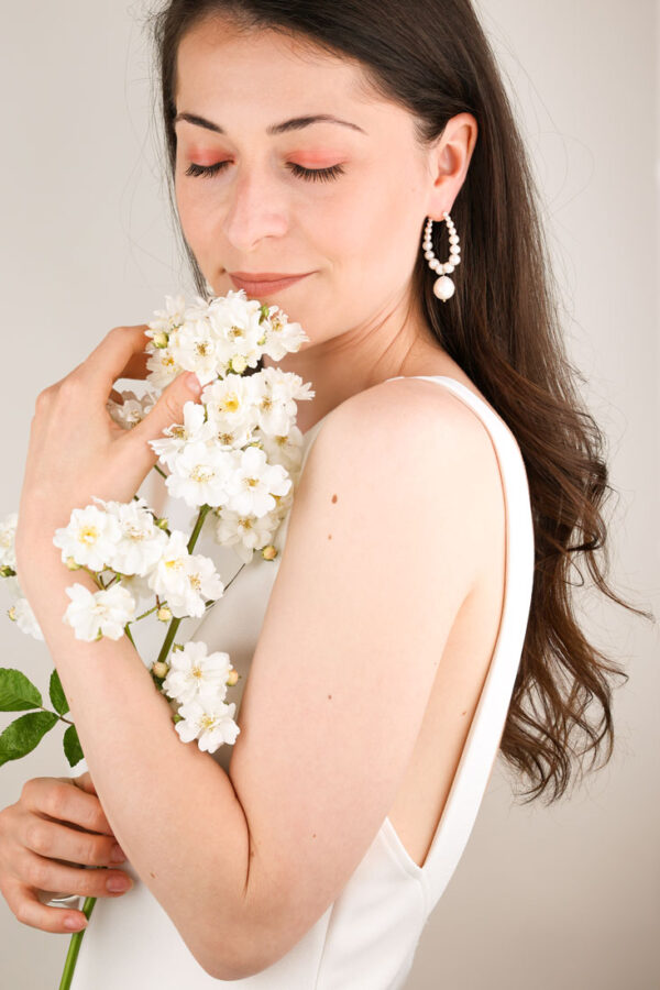 cercei handmade earrings gold pearls bride Oana Savu