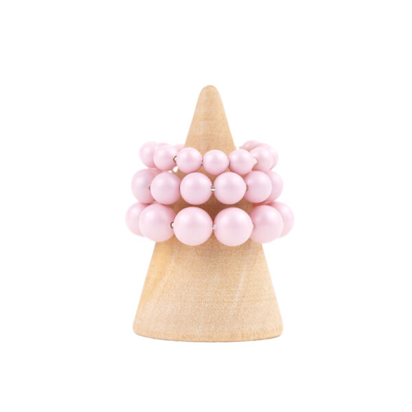 swarovski pearl ring pink with sterling silver base trio set handmade by oanasavu