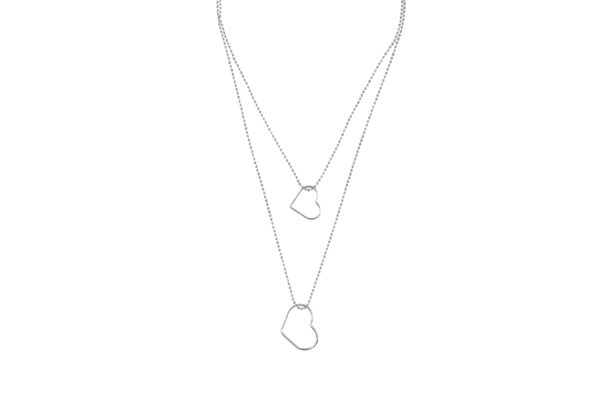 silver hearts long necklace chain oanasavu scaled Oana Savu