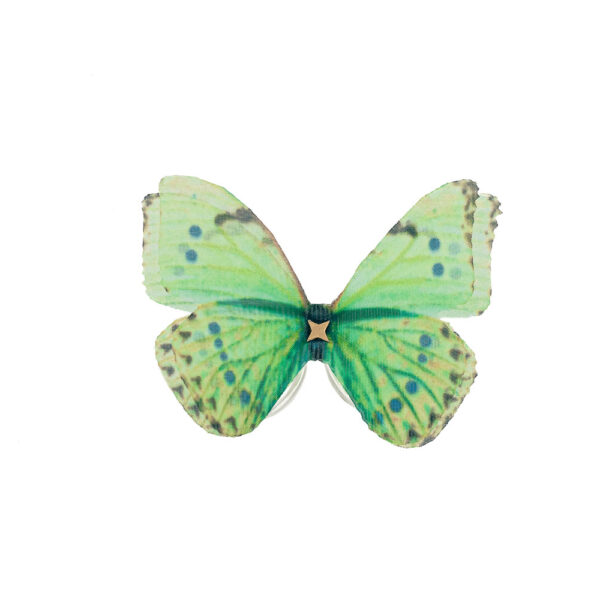 green butterfly ring using sterling silver and pure silk perfect valentines day gift