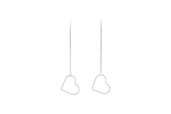 Sterling Silver Hearts dangle chain earrings, inspired by nature with a touch of romance.
