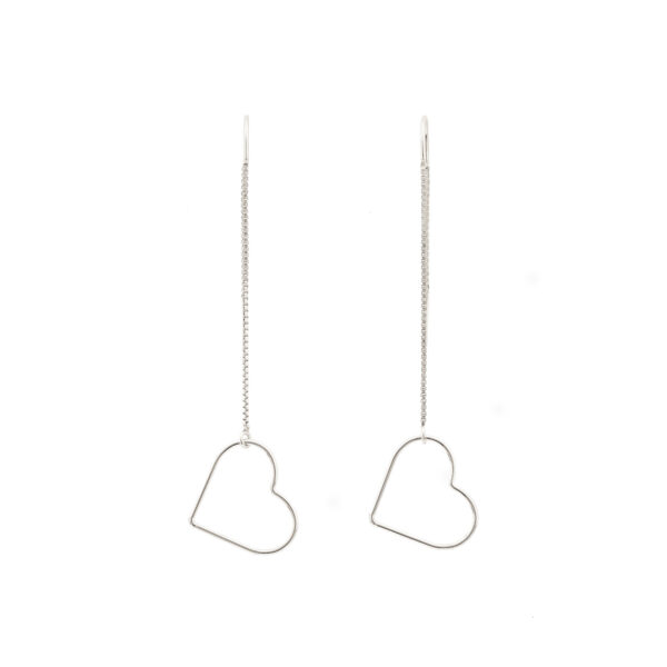 Sterling Silver Hearts dangle chain earrings, inspired by nature with a touch of romance.