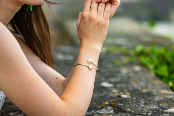 Pearls bracelet cuff sterling silver handmade Oana Savu