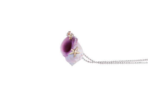 fossilized shell pendant with amazing details and natural purple amazing choice for special outfit