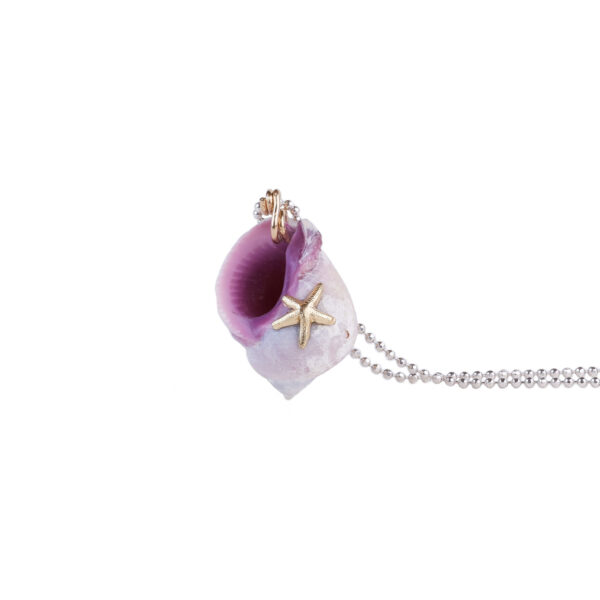 fossilized shell pendant with amazing details and natural purple amazing choice for special outfit