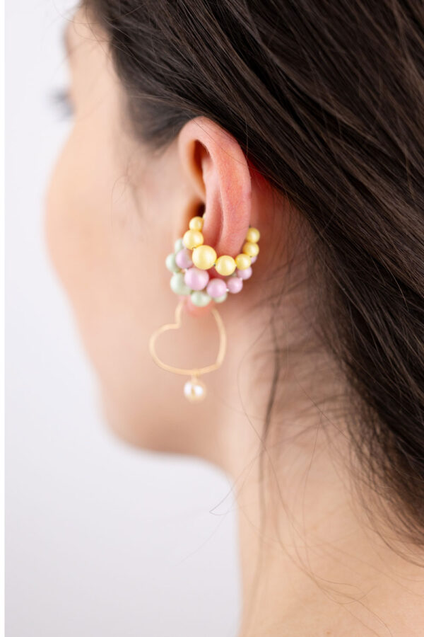 ear cuffs silver pink pearls Oana Savu