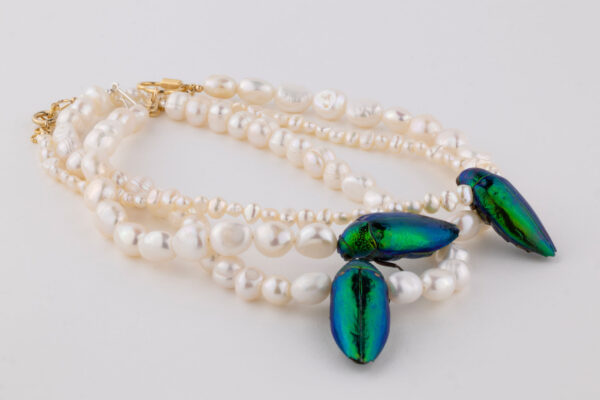 elegant pearls silver necklace women Oana Savu