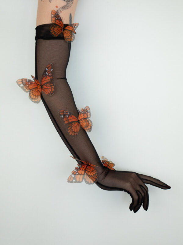 elegant black gloves with silk butterflies oanasavu and c'est jeanne