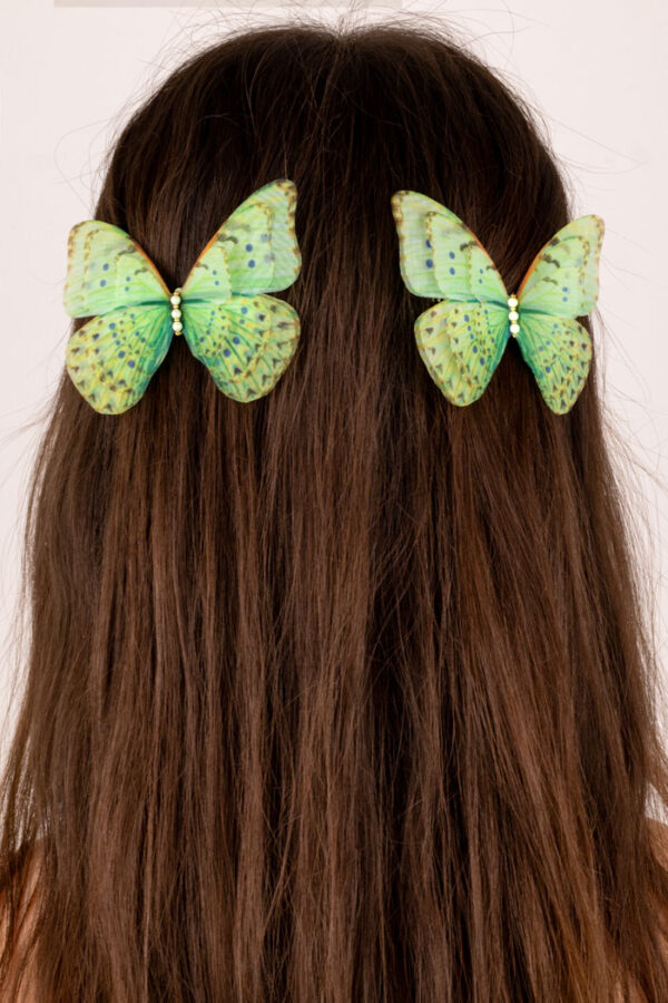 hair accessories green butterfly french barrette Oana Savu