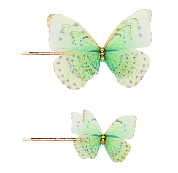 Butterfly Bobby Pin Duo - Mint Green