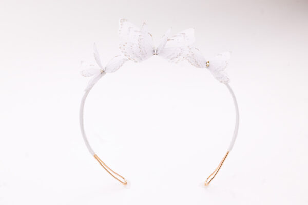 white headband with silk butterfly oanasavu