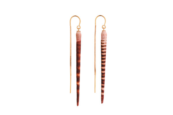 Handmade dangle earrings, using pure gold and sea urchin spines, rare treasures that pair wonderful with gold, making it a unique and special pair of fine earrings