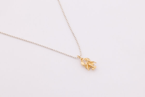 Handmade gold filled necklace with lobster pendant. Yellow Gold chain necklace with a tiny elegant lobster pendant. Summer holiday necklace, neck-wear.