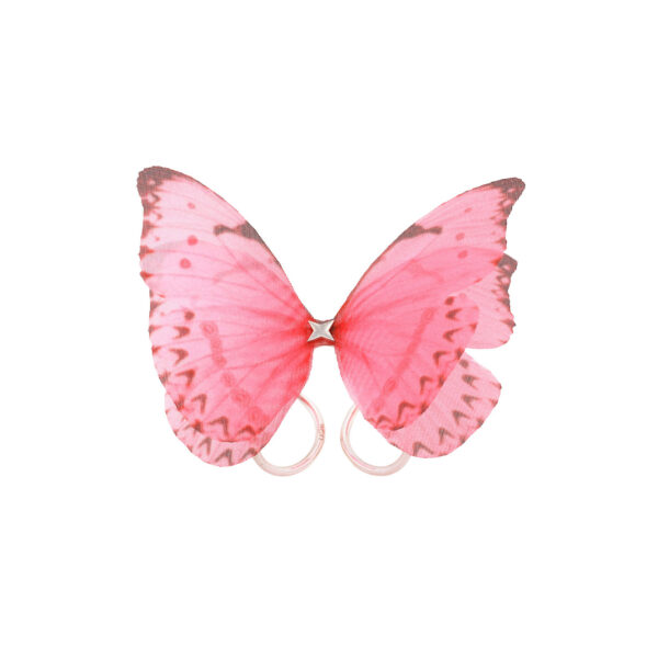 Shop Oana Savu Pink butterfly ring on silver, handmade romantic jewelry for women, feminine fabric statement ring, bridal layering gift for her, custom made jewelry with premium materials