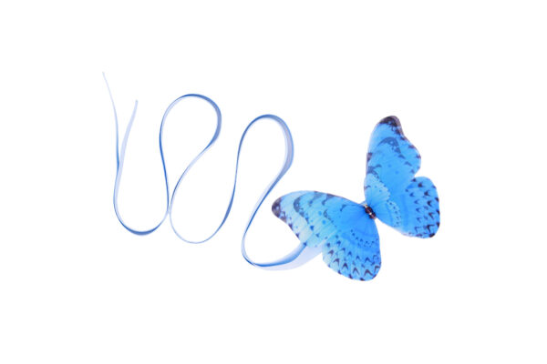 Exquisite handmade silk butterfly ribbon tie, a luxurious hair accessory crafted with premium materials by oana savu