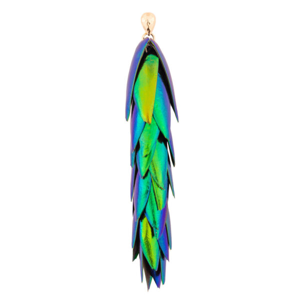 Beetle wings single earring with gold filled stud designed by oana savu perfect for daring outfits