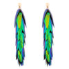 Long statement beetle wings stud earrings in gold filled handcrafted by oana savu