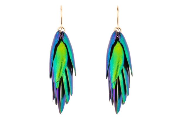 Beetle wings earrings with gold filled hooks handmade by oana savu