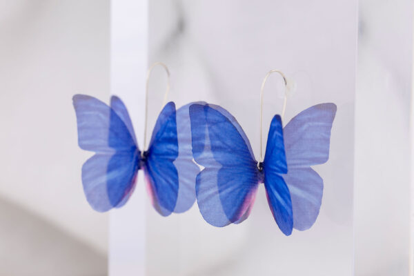 Butterfly Earrings - Dark Blue - Image 2
