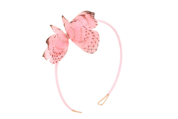special headband made with pure silk and pink butterfly an amazing hair accesory for festivals, parade, horceraces or summber vibe jewelry
