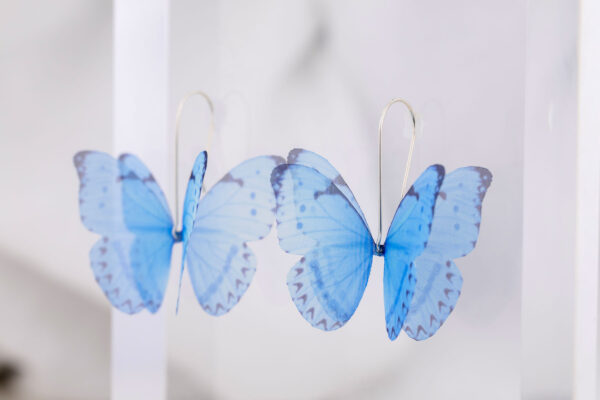 Butterfly Earrings - Light Blue - Image 2