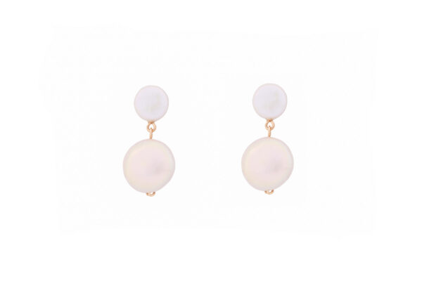 drop earrings made out of button pearls and sterling silver a delicate jewelry for special ocassions handmade design by oanasavu