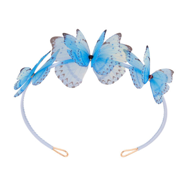 adjustable blue headband with silk butterflies , handmade headband perfect hair accessory for girls or women designed by Oana Savu