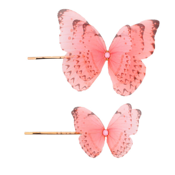 Special bobby pin set with silk butterfly attachment, handmade by oana savu, an elegant hair accessory for women.
