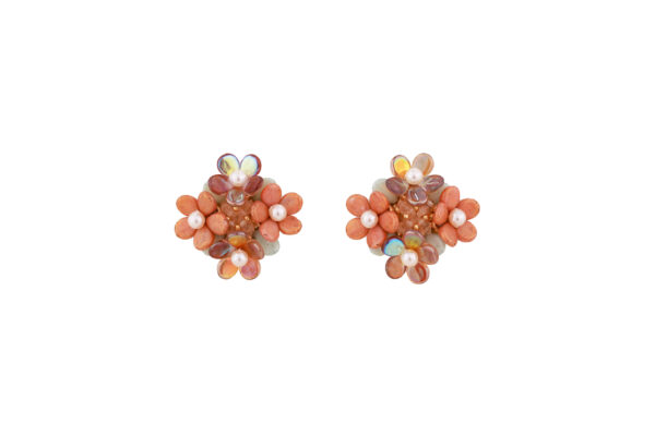 statement earrings with natural pearls and glass beads on sterlin silver setting, an elegant piece of jewelry special earrings design handmade by oana savu