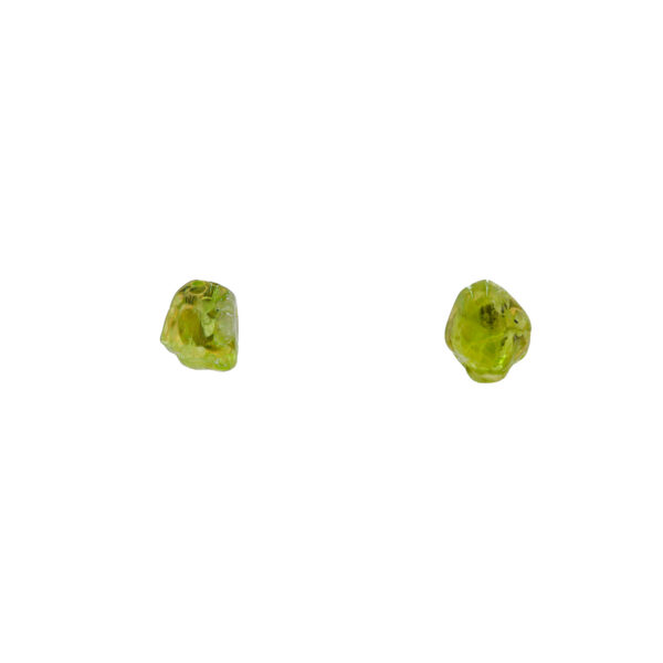raw peridot earrings with peridot stone in natural shape and sterling siver, a one of a kind pair of green earrings, each pair is unique jewelry design by oana savu