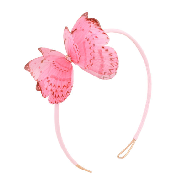 elegant headband made with pure silk pink butterfly, designed by Oana Savu is the perfect gift idea for women or girls, attractive hair accessory for wedding day, summer party or daily hair accessory option