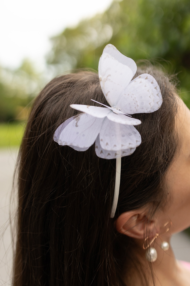 white hairband fascinators butterfly wedding accessories Oana Savu