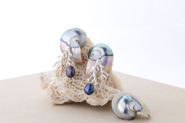 Nautilus & Coral Earrings - Image 3
