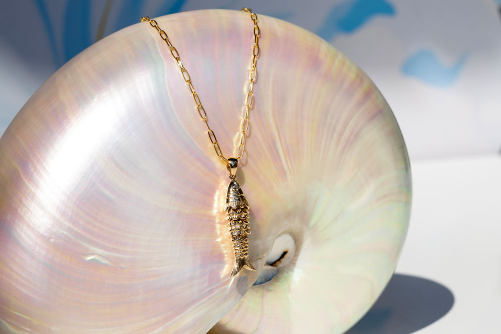 large fish pendant gold necklace 1 Oana Savu