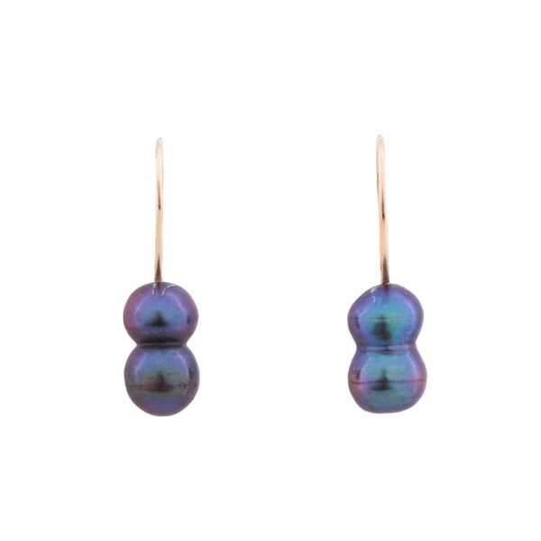 peacock pearls earrings on 14k gold-filled set, an beautiful pair of purple pearl earrings that can easily be added to daily outfit or elegant outfit handmade earrings by oana savu