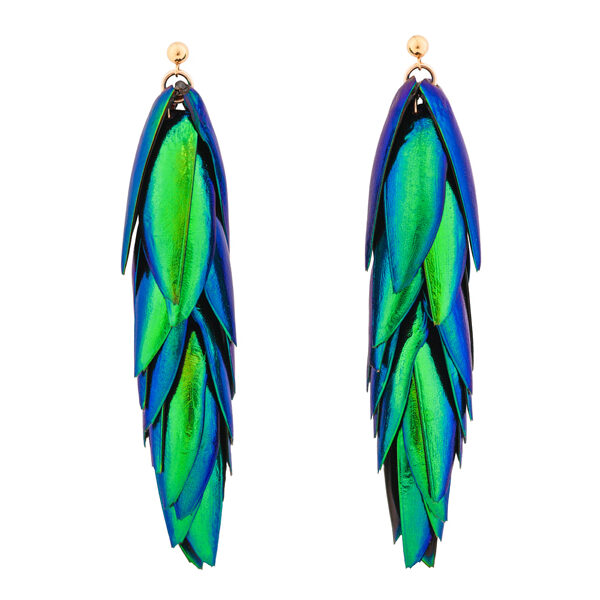 Beetle Earrings Ball Studs - Long