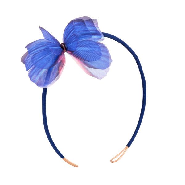 Shop Oana Savu Silk headband, with blue butterfly handmade bridal hair jewelry for women, bohemian hair accessory, wedding festival gift idea for her, jewelry design by oana savu
