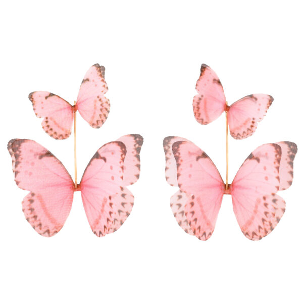 Dusty pink butterfly handcrafted earrings, handmade jewelry for women, romantic statement earrings with lightweight design, elegant gift idea for her.