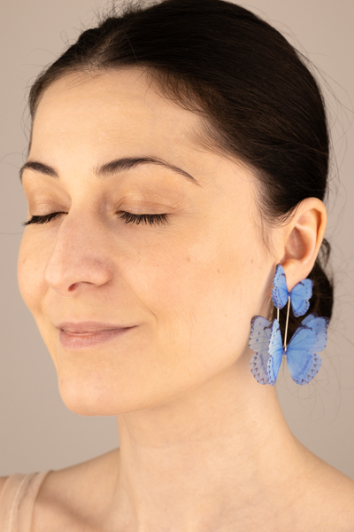 Butterfly Earrings - Light Blue With Extra Wings Oana Savu Butterfly Earrings - Light Blue With Extra Wings - Image 2