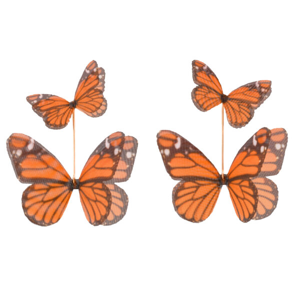 Orange butterfly earrings inspired by monarch butterflies, handmade nature-inspired jewellery for women, radiant statement earrings, artistic gift idea