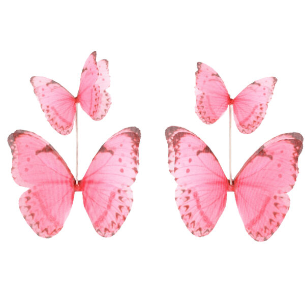 Pink butterfly earrings inspired by pink butterflies, handmade jewelry for women, lightweight statement earrings, feminine nature-inspired design made by oana savu
