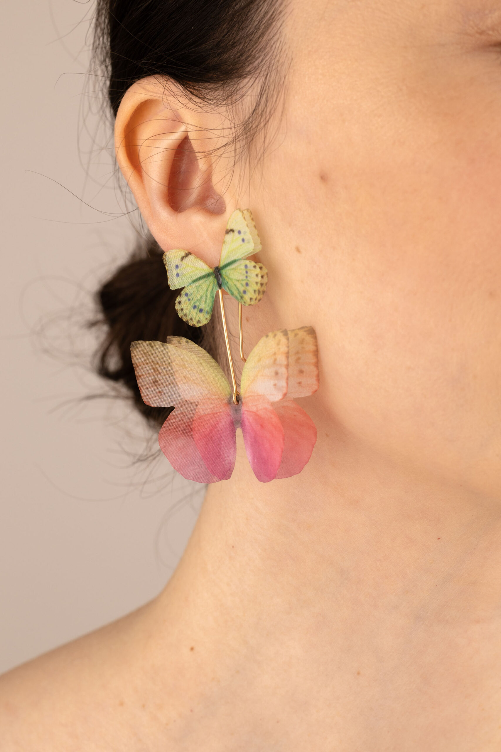 Butterfly Earrings - Rainbow With Green Wings Oana Savu Butterfly Earrings - Rainbow With Green Wings - Image 2