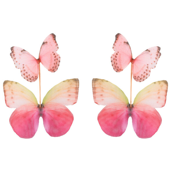 Butterfly Earrings - Rainbow With Pink Wings