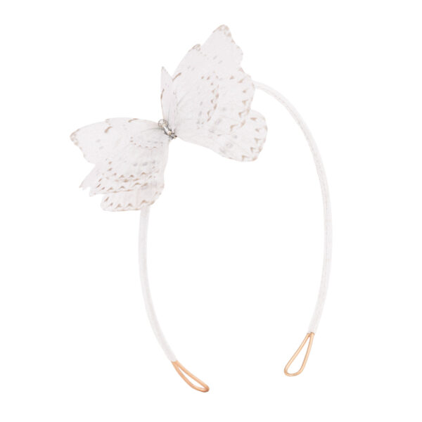 Shop Oana Savu silk white headband with handcrafted butterflies, handmade hair jewelry for women, elegant bridal hair accessory, soft statement piece for special occasions, oana savu jewelry